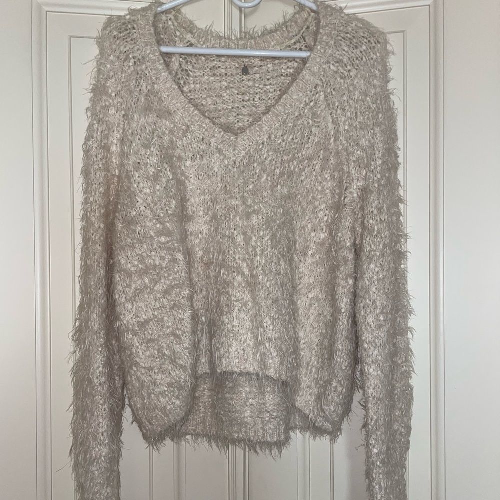 Anthropologie Soft Fuzzy White Sweater